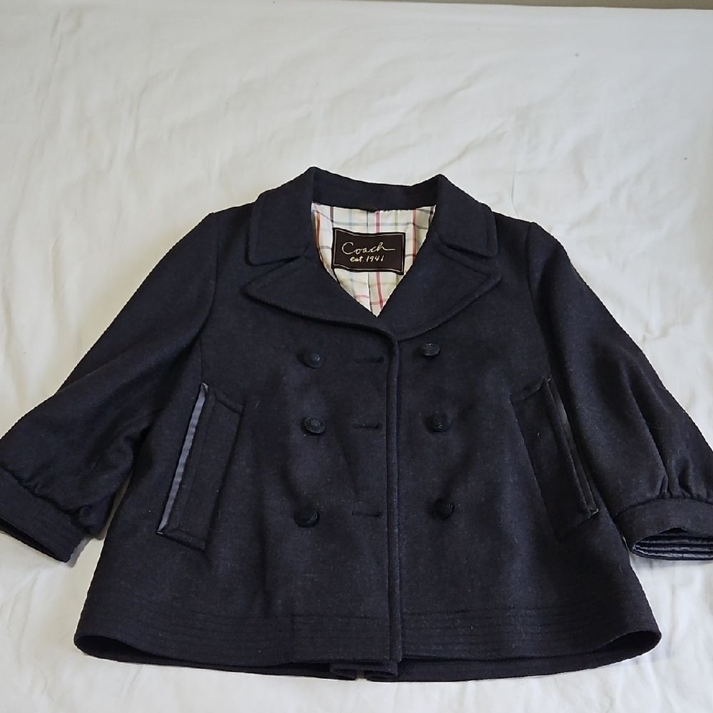 Coach Women's Double-Breasted Pea Coat in Black